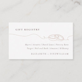Tarjeta De Recepción Anillos Bodas simples mínimos | Registro de regalo