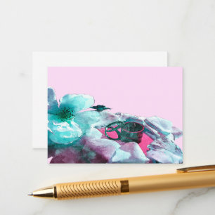 Tarjeta De Recepción Anillos con pétalos de rosa blancos