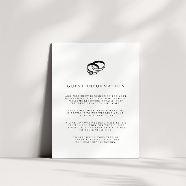 Tarjeta De Recepción Anillos de boda | Detalles de invitado en blanco y (Subido por el creador)