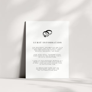 Tarjeta De Recepción Anillos de Boda Detalles para Invitados de Negro