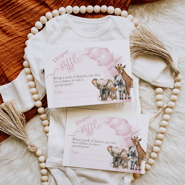 Tarjeta De Recepción Animal Safari Boho Niña Ducha Diaper Raffle (Subido por el creador)