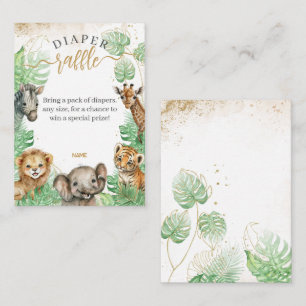 Tarjeta De Recepción Animal Safari Green Tropical Baby Shower Diaper