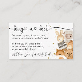 Tarjeta De Recepción Animales de bebés forestales traen un libro