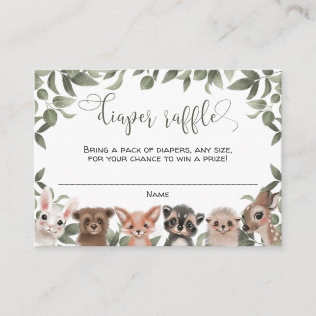 Tarjeta De Recepción Animales de bosque amigos amigos del bosque rifa d (Anverso)
