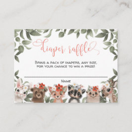 Tarjeta De Recepción Animales de bosque florido chica rifa de pañales