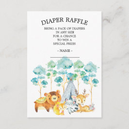 Tarjeta De Recepción Animales de bosque tribal Baby Shower Diaper Raffl