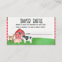 Animales de granja Baby Shower Diaper Raffle Card