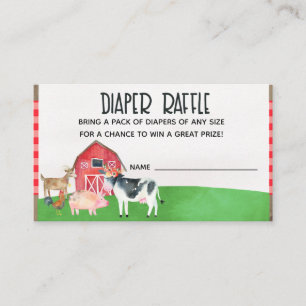 Tarjeta De Recepción Animales de granja Baby Shower Diaper Raffle Card 