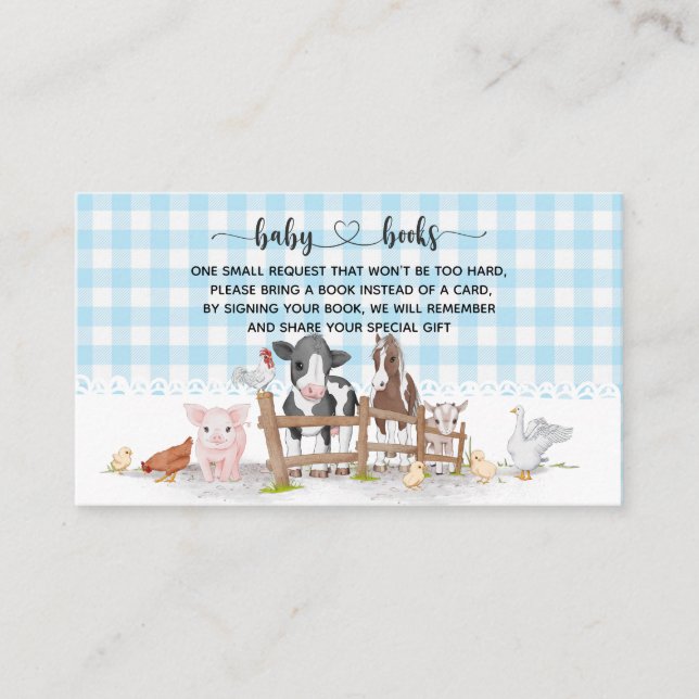 Tarjeta De Recepción Animales de granja Baby Shower I Cumpleaños (Anverso)