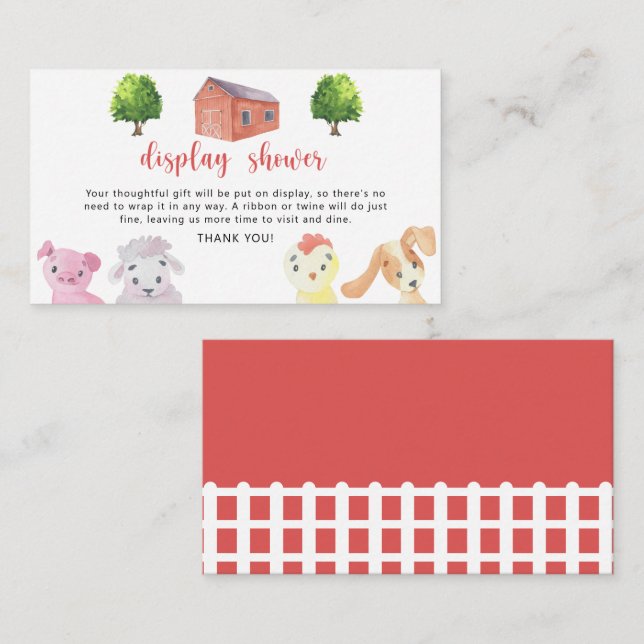 Tarjeta De Recepción Animales de granja - ducha de pantalla (Anverso / Reverso)