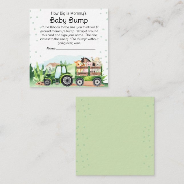 Tarjeta De Recepción Animales de granja Green Tractor Baby Bump Game (Anverso / Reverso)