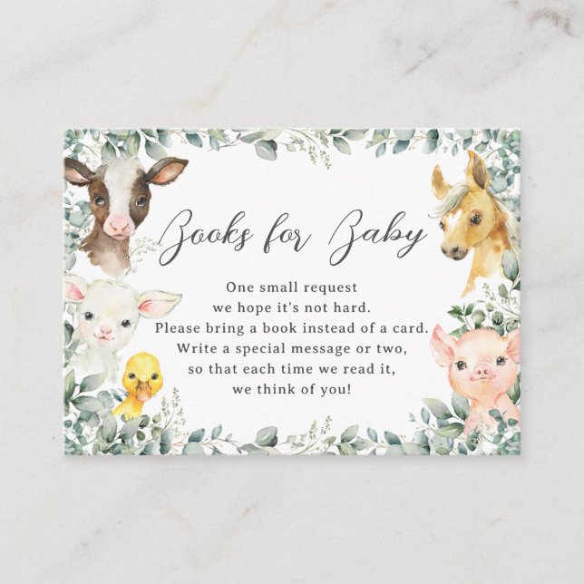 Tarjeta De Recepción Animales de granja Libros de Barnyard para el bebé (Anverso)