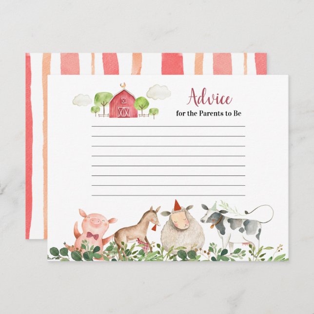 Tarjeta De Recepción Animales de la granja Consejo de vegetación de Bar (Anverso / Reverso)