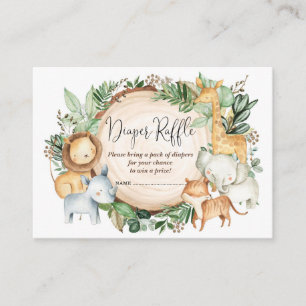 Tarjeta De Recepción Animales de la jungla botánica Niño Diaper Raffle