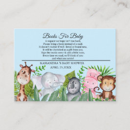 Tarjeta De Recepción Animales De La Jungla Cuta Libro Azul De Baby Show