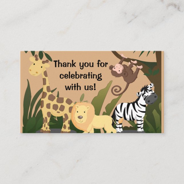Tarjeta De Recepción Animales de la jungla de Baby Shower personalizado (Anverso)