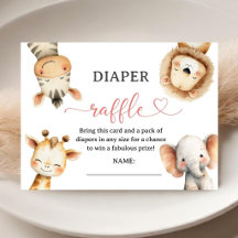 Animales de Safari Baby Shower Diaper Raffle para 