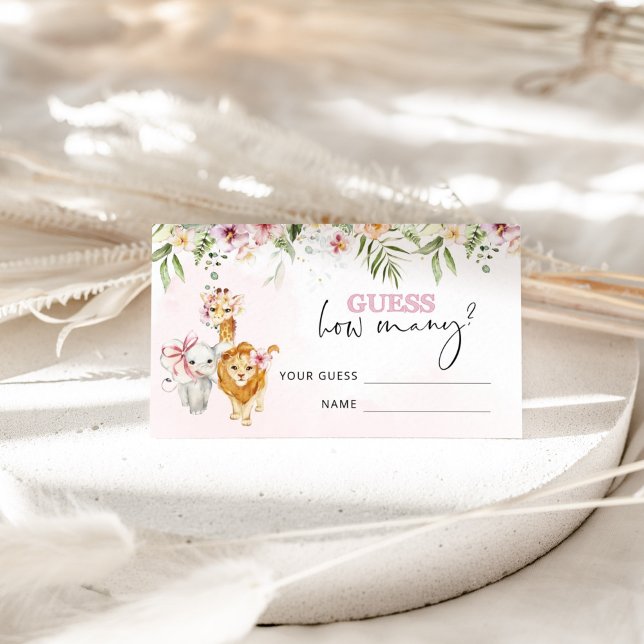 Tarjeta De Recepción Animales de Safari floral adivinan cuántos galleta (Subido por el creador)