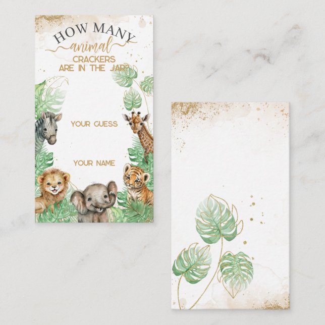 Tarjeta De Recepción Animales de Safari Juego de galletas tropicales de (Anverso / Reverso)