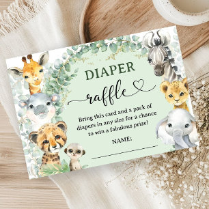 Tarjeta De Recepción Animales de Safari Tropical Baby Shower Rifa de Pa