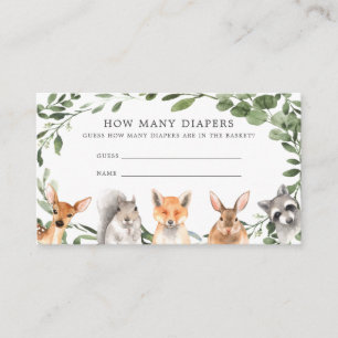 Tarjeta De Recepción Animales De Woodland Adivinan Cuántos Diapers Tarj