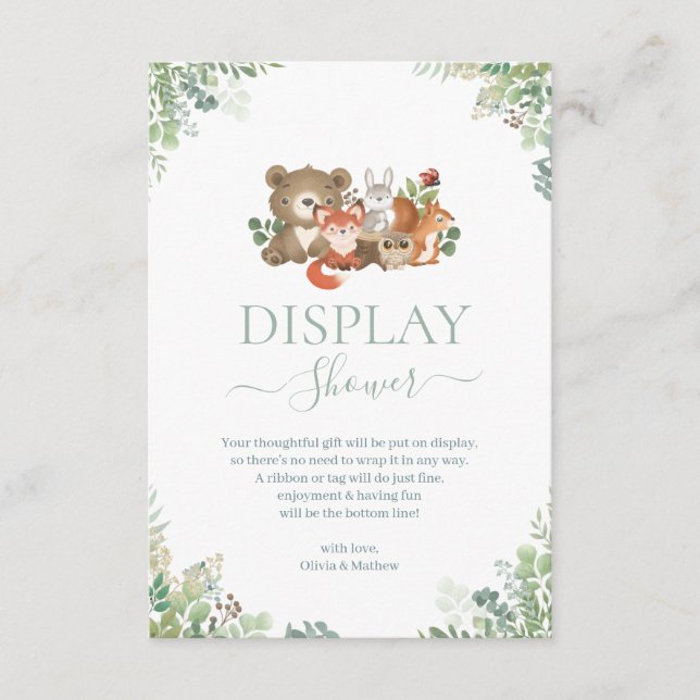Tarjeta De Recepción Animales de Woodland Baby Shower Display Shower En (Anverso)