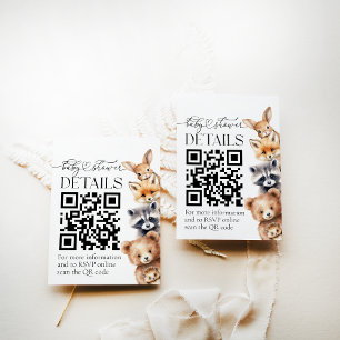 Tarjeta De Recepción Animales de Woodland DETALLES modernos de Baby Sho