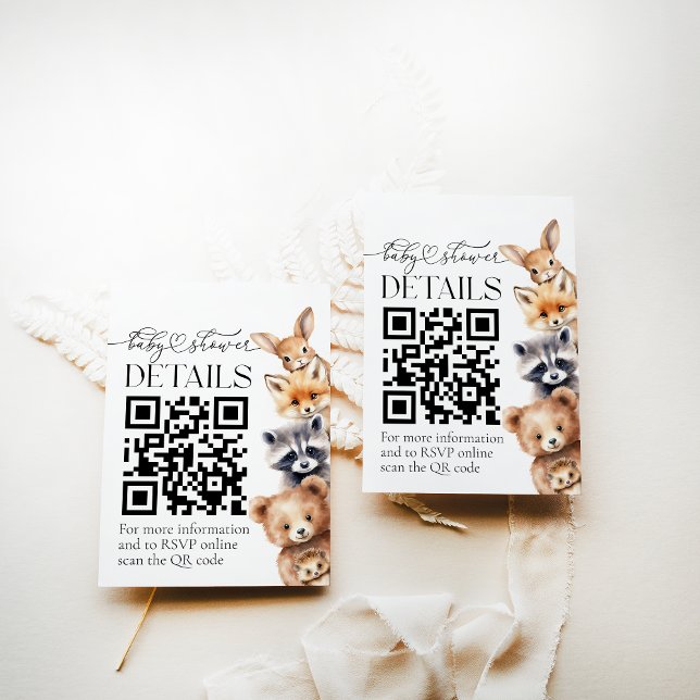 Tarjeta De Recepción Animales de Woodland DETALLES modernos de Baby Sho (Subido por el creador)