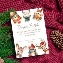Tarjeta De Recepción Animales de Woodland Navidades de invierno rifa de