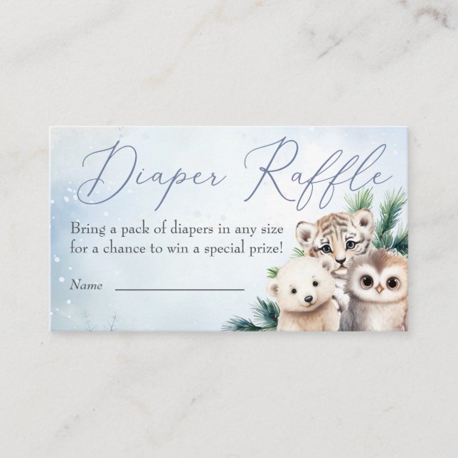 Tarjeta De Recepción Animales de Woodland Oh Baby Winter Diaper Raffle (Anverso)