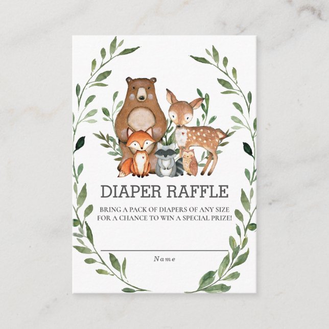 Tarjeta De Recepción Animales de Woodland singulares Diaper verde (Anverso)