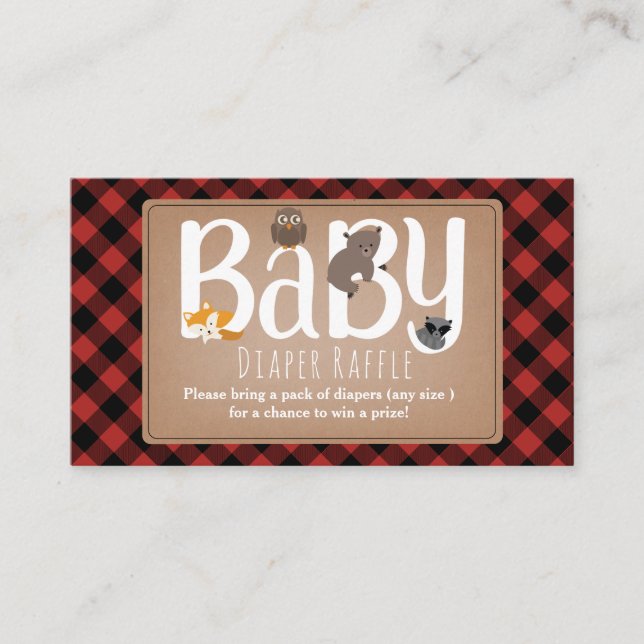 Tarjeta De Recepción Animales dormidos estrellas Raffle de pañal de pap (Anverso)