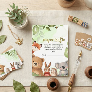 Tarjeta De Recepción Animales Lindos del Bosque Rifa de Pañales Baby Sh