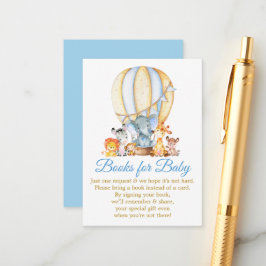 Tarjeta De Recepción Animales Safari Libros Globos Azules Para Baby Sho