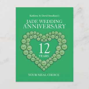 Tarjeta De Recepción Aniversario de bodas de jade número 12 elección de