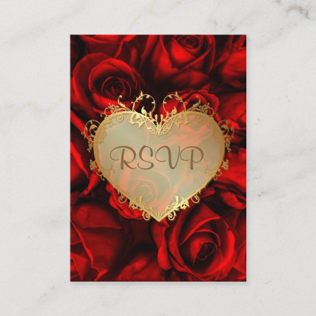 Tarjeta De Recepción Aniversario del Boda Floral Rosa Roja RSVP (Anverso)