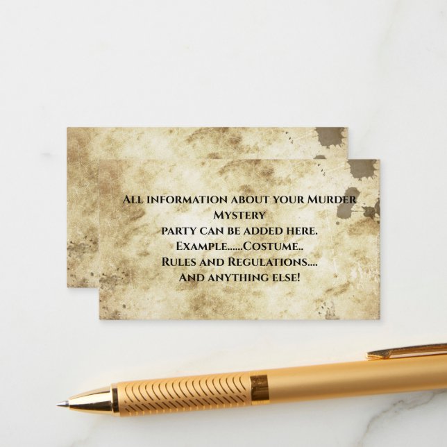 Tarjeta De Recepción Aniversario del Misterio del Asesinato (Anverso/Reverso In Situ)