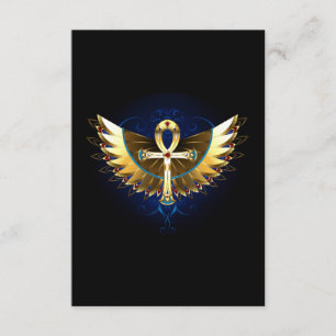 Tarjeta De Recepción Ankh de oro con alas