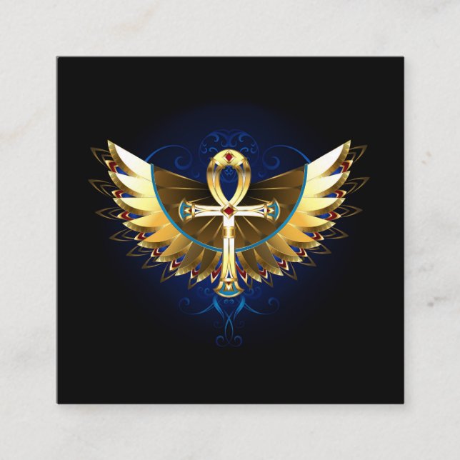 Tarjeta De Recepción Ankh de oro con alas (Anverso)