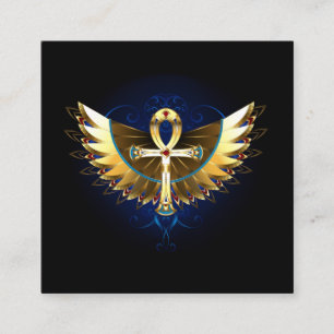 Tarjeta De Recepción Ankh de oro con alas