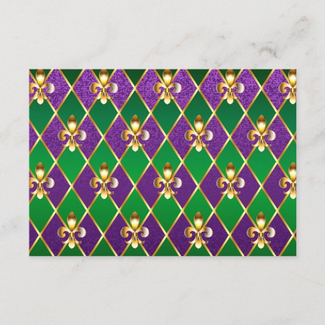 Tarjeta De Recepción Antecedentes de joyas Mardi Gras (Anverso)