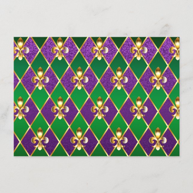Tarjeta De Recepción Antecedentes de joyas Mardi Gras (Anverso)