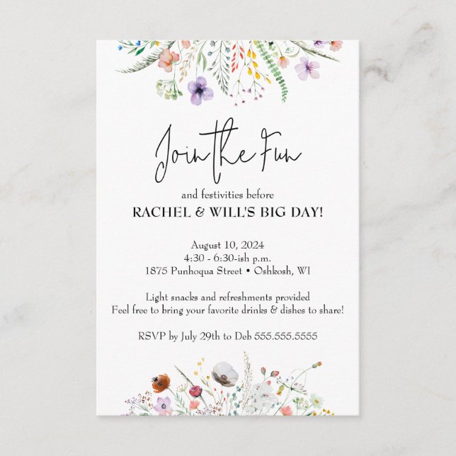 Tarjeta De Recepción Antes de la Fiesta de Boda (Anverso)