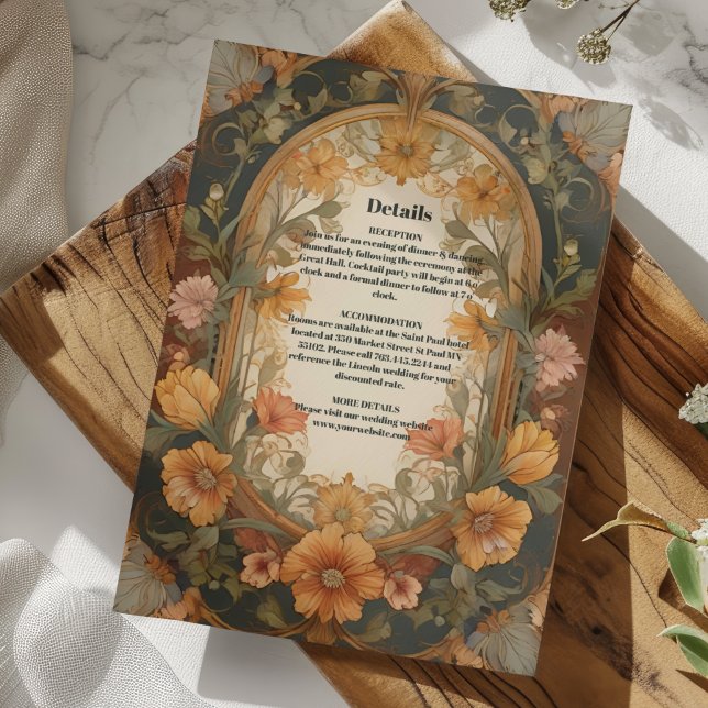 Tarjeta De Recepción Antiguo Boda de Art Nouveau floral (Subido por el creador)