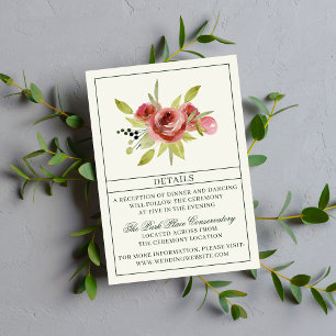 Tarjeta De Recepción Antiguo Boda de Bouquet Rosa Evergreen