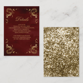 Tarjeta De Recepción Antiguo marco dorado detalles rojo borgoña