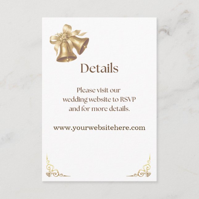 Tarjeta De Recepción Antique Gold Bells Details Enclosure (Anverso)