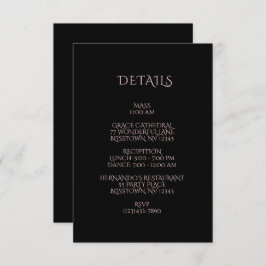 Tarjeta De Recepción Apéndice Rosa español de Quinceañera