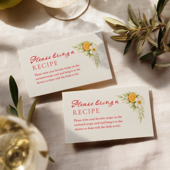 Tarjeta De Recepción Aperol Bridal Shower Recipe (Subido por el creador)