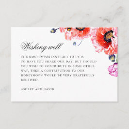 Tarjeta De Recepción Apertura acuarela. Boda floral rojo deseando lo me